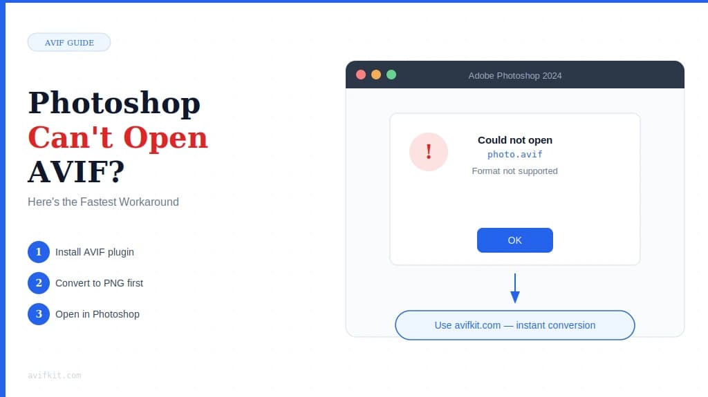 Photoshop Can't Open AVIF? Here's the Fastest Workaround